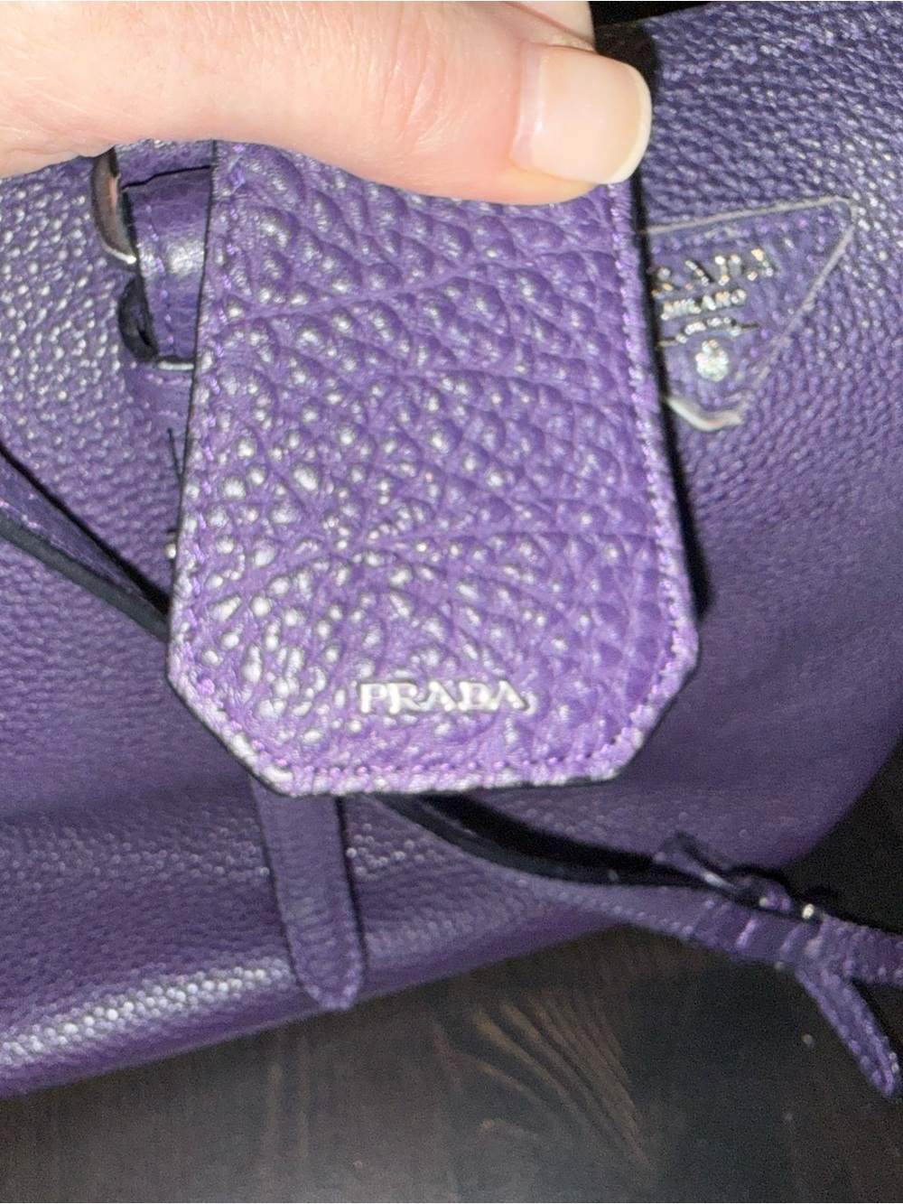 Prada Purple Textured Leather Shoulder Bag - Picture 4 of 5